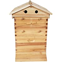 OUkANING Ruche pour Abeilles en Bois en Bois Naturel Maison Facile à Suspendre Idée Cadeau Noël